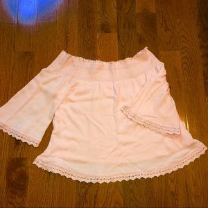 Blush pink bow neck shirt